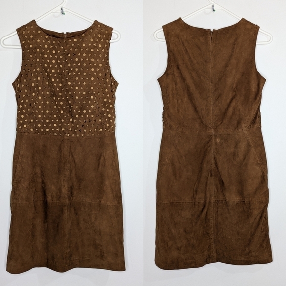 Sinequanone brown goatskin leather laser cut sleeveless dress XS/S - Picture 1 of 13